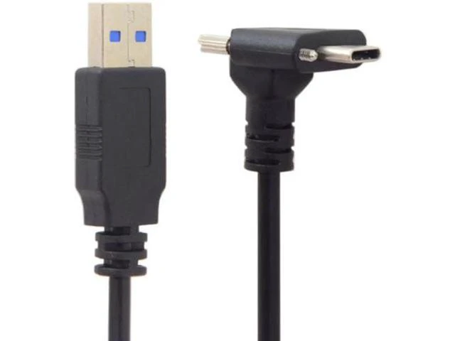 Alt view image 4 of 7 - WRIARICH Down Up Angled USB 3.1 Type-C Dual Screw Locking to Standard USB3.0 Data Cable 90 Degree for Camera 25"feet