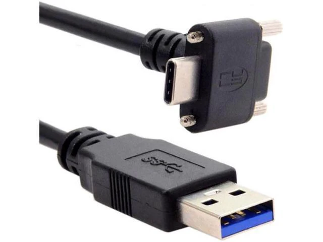 Alt view image 6 of 7 - WRIARICH Down Up Angled USB 3.1 Type-C Dual Screw Locking to Standard USB3.0 Data Cable 90 Degree for Camera 25"feet