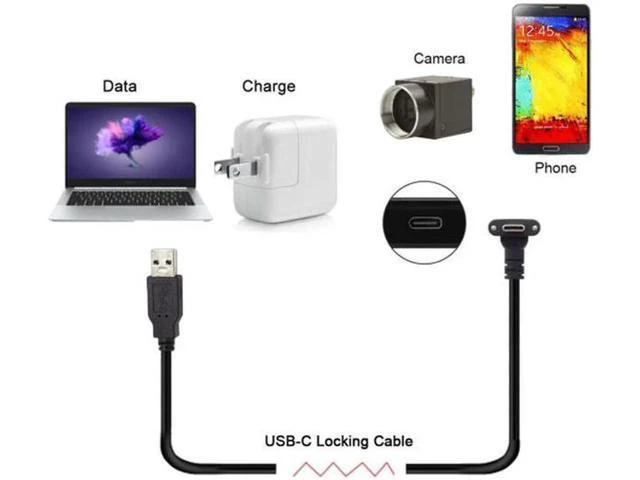 Alt view image 7 of 7 - WRIARICH Down Up Angled USB 3.1 Type-C Dual Screw Locking to Standard USB3.0 Data Cable 90 Degree for Camera 25"feet