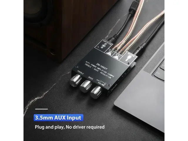 Alt view image 3 of 6 - WRIARICH ZK-1002T 100W+100W Power Amplifier Board, TPA3116D2 Chip with Bluetooth and AUX Inputs, 2.0 Channel Audio Power Amplifier (ZK-1002T)