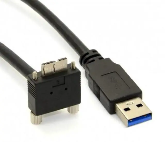 Main image of WRIARICH 3m 90 Degree Down Angled Micro USB Screw Mount to USB 3.0 Data Cable for Point Grey Chameleon Camera