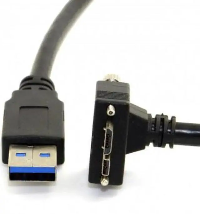 Alt view image 2 of 4 - WRIARICH 3m 90 Degree Down Angled Micro USB Screw Mount to USB 3.0 Data Cable for Point Grey Chameleon Camera