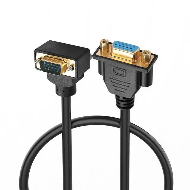 Main image of WRIARICH Right Angle VGA Cable,90 Degree Down Bend Angle VGA Male to Female Full HD 1080P High Resolution Video Extension Cable 0.5M (Down)