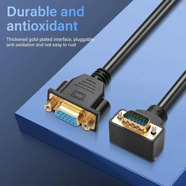 Alt view image 2 of 7 - WRIARICH Right Angle VGA Cable,90 Degree Down Bend Angle VGA Male to Female Full HD 1080P High Resolution Video Extension Cable 0.5M (Down)