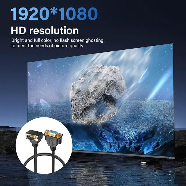 Alt view image 6 of 7 - WRIARICH Right Angle VGA Cable,90 Degree Down Bend Angle VGA Male to Female Full HD 1080P High Resolution Video Extension Cable 0.5M (Down)