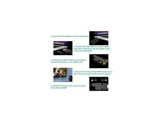 Alt view image 4 of 7 - VGA to HDMI Adapter Converter with Audio,(PC VGA Source Output to TV/Monitor with HDMI Connector),FOINNEX Active Male VGA in Female HDMI 1080p Video Dongle adaptador for Computer,Laptop,Projector, TV