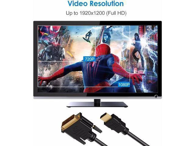 Alt view image 4 of 7 - WRIARICH HDMI to DVI Adapter, DVI to HDMI High Speed Bi Directional Cable, HDMI Male to DVI-D 24+1 Male, 1080P HD for Raspberry Pi, Roku, Xbox One, PS5, Graphics Card, Blue-ray, Nintendo Switch, 6 ft.
