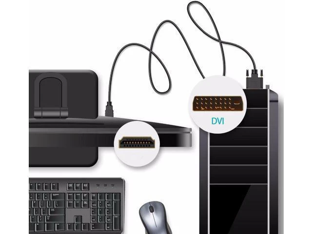 Alt view image 6 of 7 - WRIARICH HDMI to DVI Adapter, DVI to HDMI High Speed Bi Directional Cable, HDMI Male to DVI-D 24+1 Male, 1080P HD for Raspberry Pi, Roku, Xbox One, PS5, Graphics Card, Blue-ray, Nintendo Switch, 6 ft.