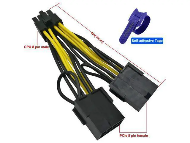 Alt view image 4 of 5 - WRIARICH Graphics Card Power Cable 030-0571-000 CPU 8 Pin Male to Dual PCIe 8 Pin Female Adapter for Tesla K80/M40/M60/P40/P100 4 inches (2-Pack) (10cm)