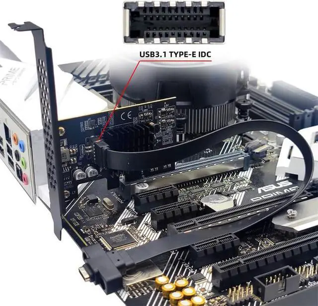 Alt view image 6 of 7 - WRIARICH USB 3.2 Gen2 Type-E 20Gbps Front Panel Socket to PCI-E 4X Express Card Adapter for Desktop Motherboard
