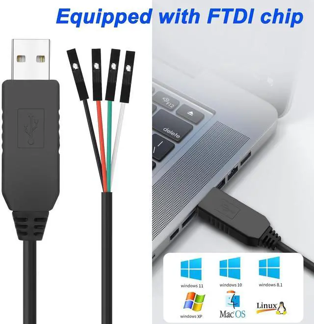 Alt view image 7 of 7 - WRIARICH USB to TTL 5V 3.3V Serial Download Cable,USB to TTL TX RX VCC GND Pinout Signal 4 Pin Female Socket with Prolific FTDI Chip for Windows 10 8 7 XP Vista Android (3.3FT)