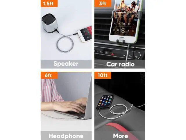 Alt view image 7 of 7 - WRIARICH Aux Cable (10FT/3M) 3.5 mm Audio Cable Male to Male, 1/8 Input Auxiliary Long Aux Cord for Car Extension Cable for Headphones, Car/Home Stereos, Speaker& More, Black