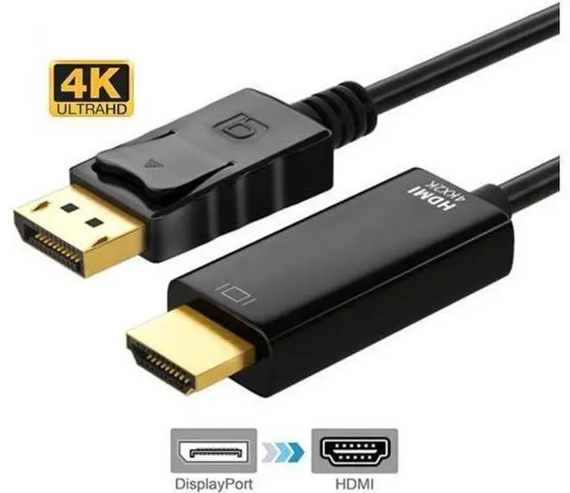 Main image of WRIARICH Displayport to HDMI, 4K DP to HDMI Cable Gold-Plated High Speed (4K 30Hz, 1080P 120Hz) Uni-Directional Video Display Cord Compatible for HP Monitor Projector Computer,10 ft.