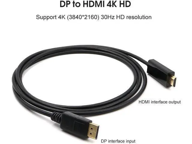 Alt view image 7 of 7 - WRIARICH Displayport to HDMI, 4K DP to HDMI Cable Gold-Plated High Speed (4K 30Hz, 1080P 120Hz) Uni-Directional Video Display Cord Compatible for HP Monitor Projector Computer,10 ft.