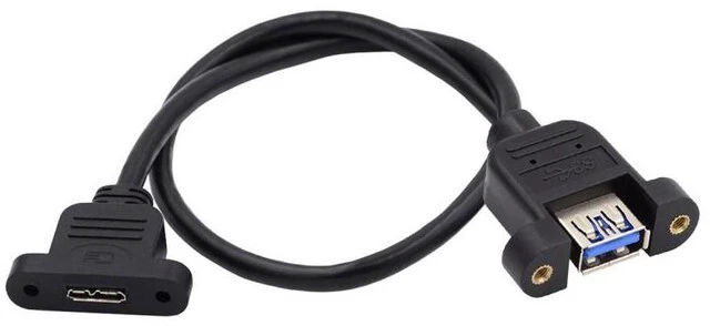 Main image of WRIARICH Type-A USB 3.0 Female to Micro 3.0 Type-B Female Screw Mount Type Extension Cable 5Gbps