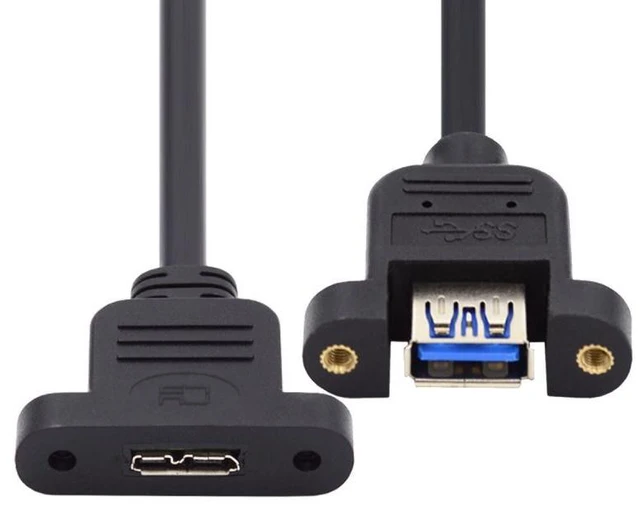 Alt view image 2 of 7 - WRIARICH Type-A USB 3.0 Female to Micro 3.0 Type-B Female Screw Mount Type Extension Cable 5Gbps