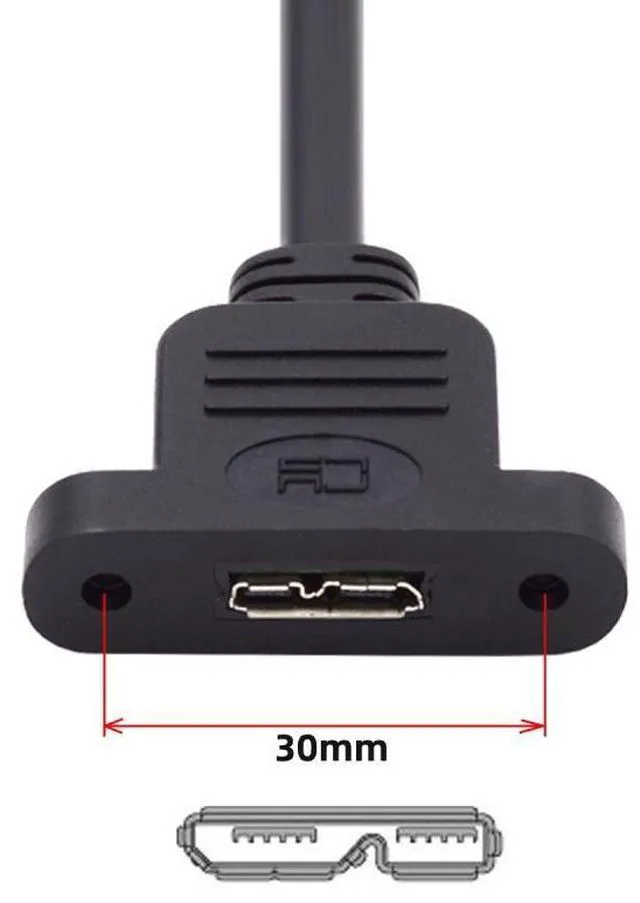 Alt view image 3 of 7 - WRIARICH Type-A USB 3.0 Female to Micro 3.0 Type-B Female Screw Mount Type Extension Cable 5Gbps