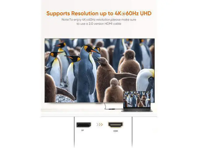Alt view image 6 of 7 - WRIARICH Active DP to HDMI 4K 60Hz, DisplayPort to HDMI Adapter Support UHD 4K @60Hz Audio/Video, Eyefinity Multi-Screen Compatible, Black