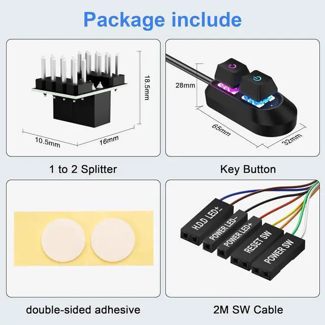 Alt view image 6 of 7 - WRIARICH External Power Button for Desktop, PC Power Switch, Push Button, Manual Operation, Black