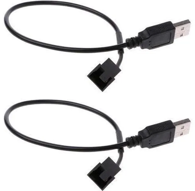 Main image of WRIARICH 2 Pack USB to 3-Pin / 4-Pin PWM 5V USB Sleeved Fan Power Adapter Cable, USB to 3 Pin / 4 Pin Case Fan Adapter Connector Cable (USB-3Pin/4Pin Cable)
