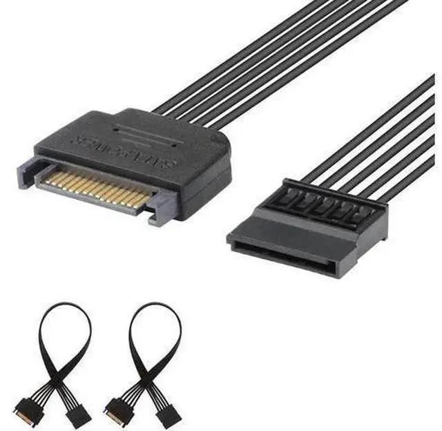 Main image of WRIARICH 15 Pin SATA Power Extension Cable (2 Pack), Sata Male to Female Cable, Sata Power Cable Extension, 10 inch, Black