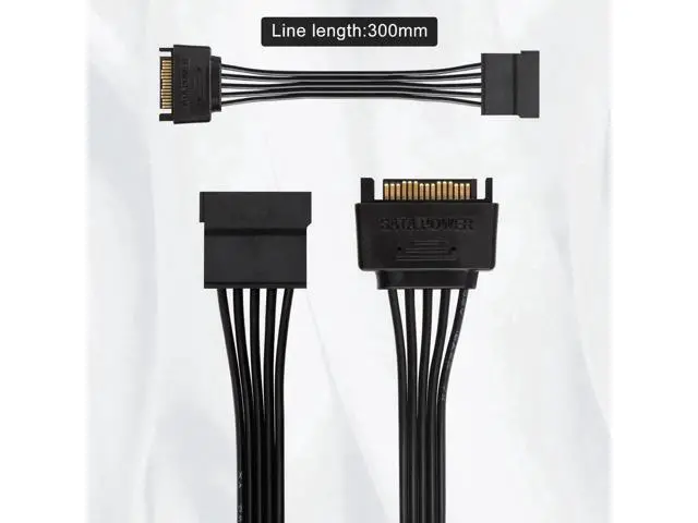 Alt view image 4 of 7 - WRIARICH 15 Pin SATA Power Extension Cable (2 Pack), Sata Male to Female Cable, Sata Power Cable Extension, 10 inch, Black