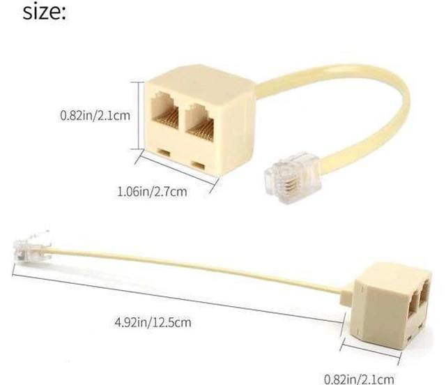 Alt view image 7 of 7 - WRIARICH RJ11 Male to Dual Female 6P4C Splitter Connector Telephone Adapter Plug Cord Cable Male to 2 Female Converter Separator Cord for Landline (2 of Pack)