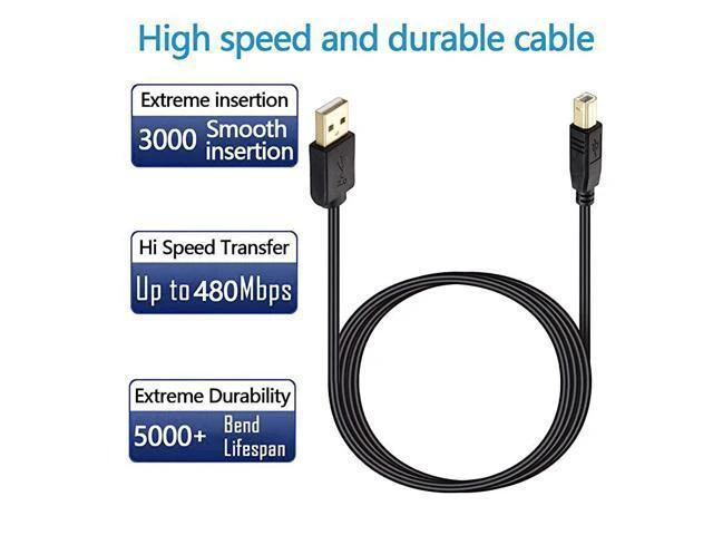 Alt view image 4 of 5 - WRIARICH Printer Cable 15 feet USB Printer Cable Cord Type AMale to BMale Printer USB Cable for PrinterScannerGoldPlated