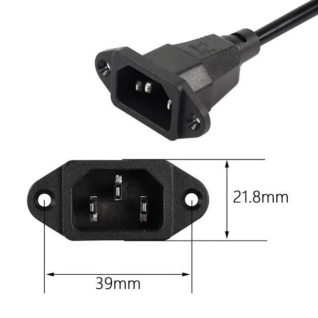 Alt view image 3 of 7 - WRIARICH 0.3m Down Angle C13 to C14 Panel Mount Power Cable, 90 Degree IEC 320 C13 Female to C14 Male PDU Power Supply Extension Cord for Monitors,Computers,Etc(Dc13m-c14)