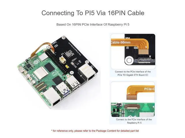 Alt view image 3 of 6 - WRIARICH PCIe to Gigabit ETH Board for Raspberry Pi 5, PCIe Adapter Support Raspberry Pi OS, Support Power Supply via PCIe Cable, Driver-Free, Plug and Play