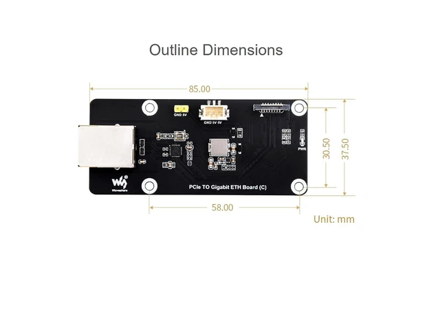Alt view image 6 of 6 - WRIARICH PCIe to Gigabit ETH Board for Raspberry Pi 5, PCIe Adapter Support Raspberry Pi OS, Support Power Supply via PCIe Cable, Driver-Free, Plug and Play