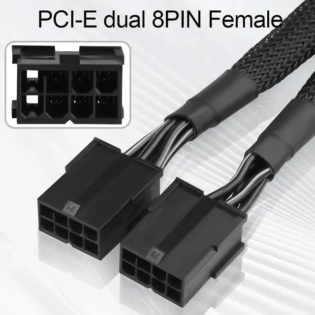 Alt view image 4 of 7 - WRIARICH SQC118 12VHPWR PCIe 5.0 12-Pin to Dual 8-Pin (6+2) PCIe Adapter Cable for RTX 4090/4080/4070 Ti, PCI Express 5.0 GPU Power Adapter, 20cm Braided Cable
