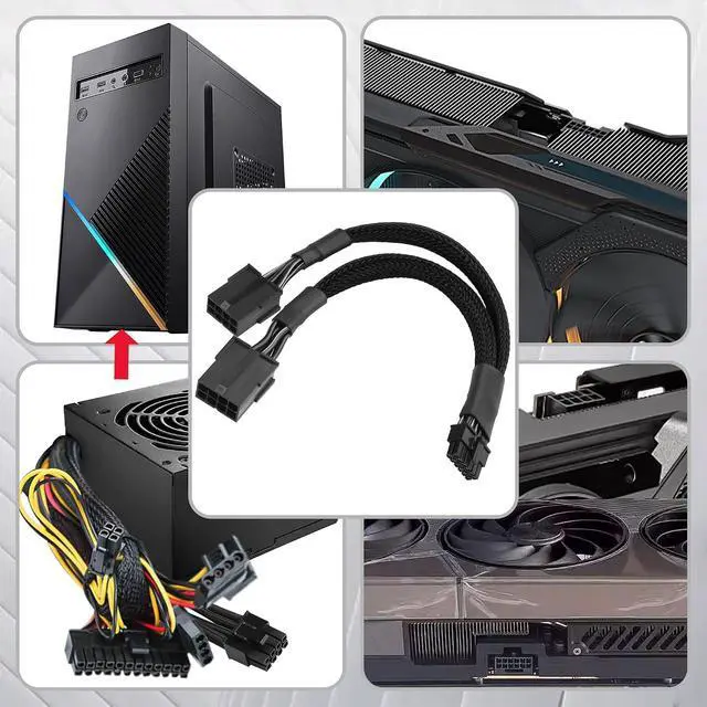 Alt view image 7 of 7 - WRIARICH SQC118 12VHPWR PCIe 5.0 12-Pin to Dual 8-Pin (6+2) PCIe Adapter Cable for RTX 4090/4080/4070 Ti, PCI Express 5.0 GPU Power Adapter, 20cm Braided Cable
