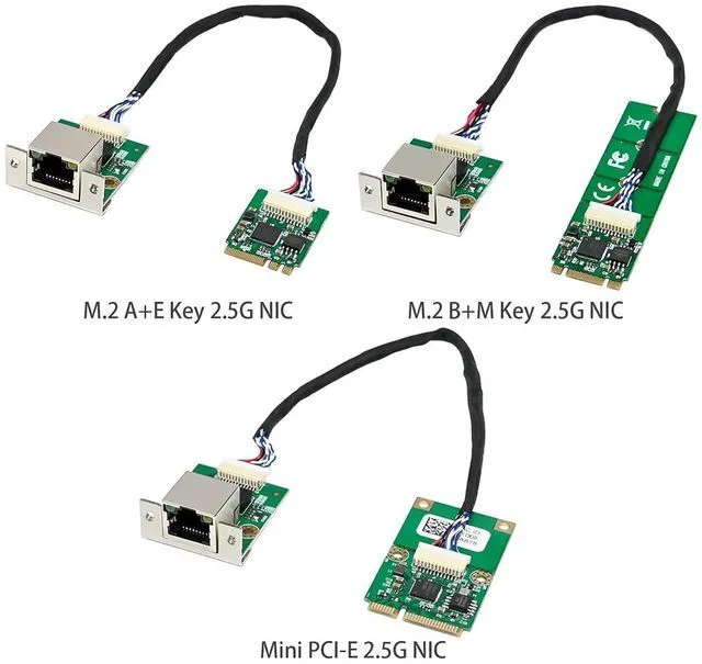 Alt view image 3 of 6 - M.2 A+E Key to 2.5G Ethernet Adapter - NIC with Intel I226V, 100/1000/2500 Mbps RJ45 Stable Connection Cable Length 20cm, Compatible with OpenWRT | Windows | Linux | Server | PC | SBC (M.2 A+E Key)