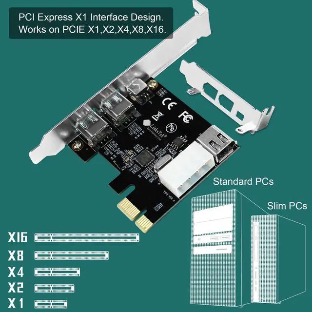 Alt view image 5 of 7 - WRIARICH 4-Ports 1394A PCIE FireWire 400 Expansion Card for Windows Desktop PCs, 3X 6Pin and 1X 4Pin 1394A 400Mbps Ports, with 4Pin-6Pin 1394A Cables and Low Profile Bracket (PCIE-1394A)