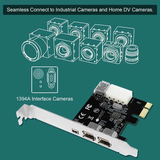 Alt view image 3 of 7 - WRIARICH 4-Ports 1394A PCIE FireWire 400 Expansion Card for Windows Desktop PCs, 3X 6Pin and 1X 4Pin 1394A 400Mbps Ports, with 4Pin-6Pin 1394A Cables and Low Profile Bracket (PCIE-1394A)
