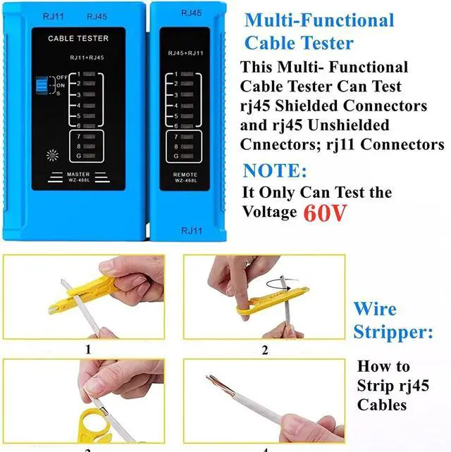 Alt view image 6 of 7 - rj45 Crimping Tool for Cat6 Cat5e Cat5, Sturdy Crimper for rj45 rj12/11 Pass-Through Connectors with 50pcs rj45 Cat5e Pass-Through Connectors, 50pcs Covers, Wire Stripper; Network Cable Tester