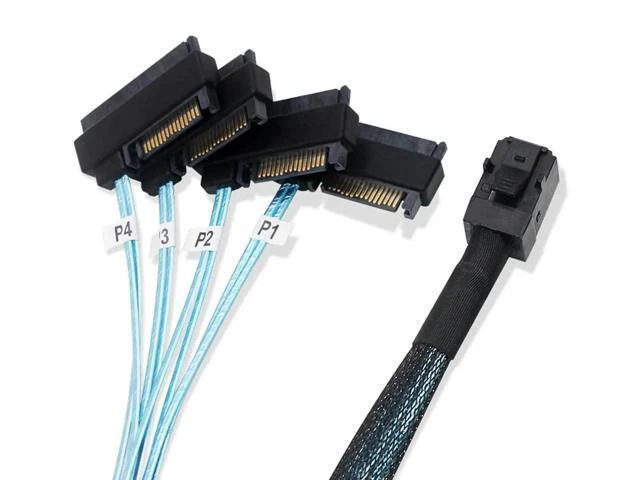 Alt view image 5 of 5 - WRIARICH 2Pack SFF8643 Internal Mini SAS HD to 4×29Pin SFF8482 Breakout Cable with SAS 15Pin Power Port, 12Gbps HighSpeed Server Cable, 1M/3.3FT