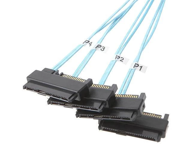 Alt view image 4 of 5 - WRIARICH 2Pack SFF8643 Internal Mini SAS HD to 4×29Pin SFF8482 Breakout Cable with SAS 15Pin Power Port, 12Gbps HighSpeed Server Cable, 1M/3.3FT