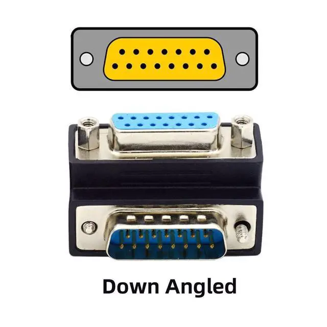 Alt view image 2 of 7 - WRIARICH Down 90 Degree Angled DSUB D-subminiature 15pin Male to Female Extension Adapter DB Connector