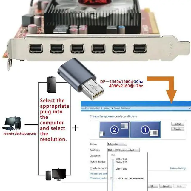 Alt view image 7 of 7 - WRIARICH Mini-DP Virtual Display Adapter Mini Displayport Dummy Plug Headless Ghost MINIDP Emulator with LED Light Compatible with Remote Desktop Laptop Server NAS Blue Color (4K@17hz)