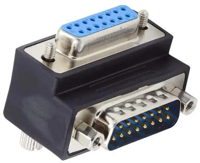 Main image of WRIARICH DSUB RS232 D-subminiature 15pin Male Nut to Female Screw Extension Adapter DB Connector Down 90 Degree Angled