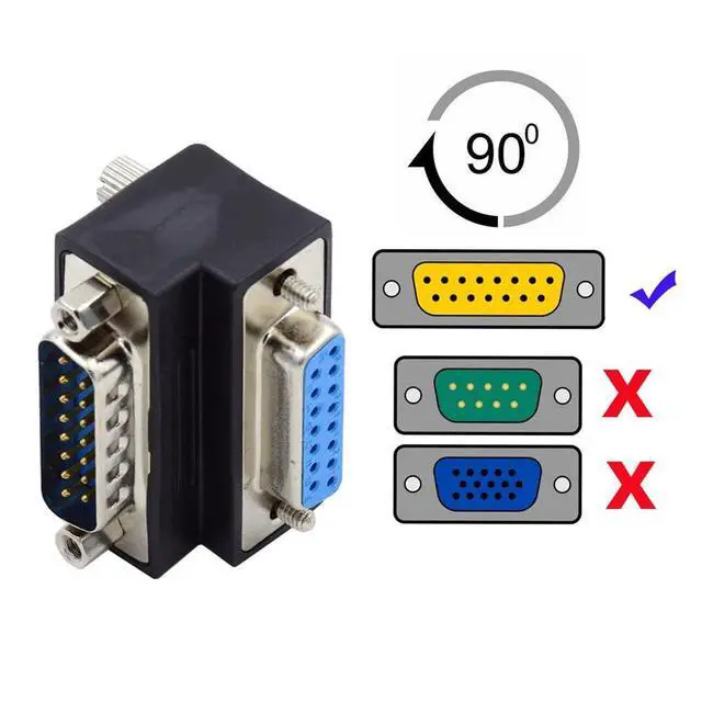 Alt view image 4 of 7 - WRIARICH DSUB RS232 D-subminiature 15pin Male Nut to Female Screw Extension Adapter DB Connector Down 90 Degree Angled