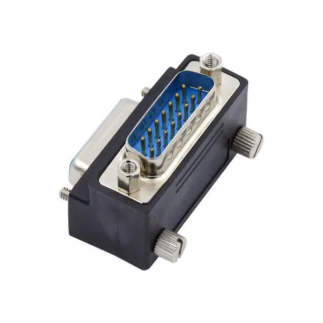 Alt view image 7 of 7 - WRIARICH DSUB RS232 D-subminiature 15pin Male Nut to Female Screw Extension Adapter DB Connector Down 90 Degree Angled
