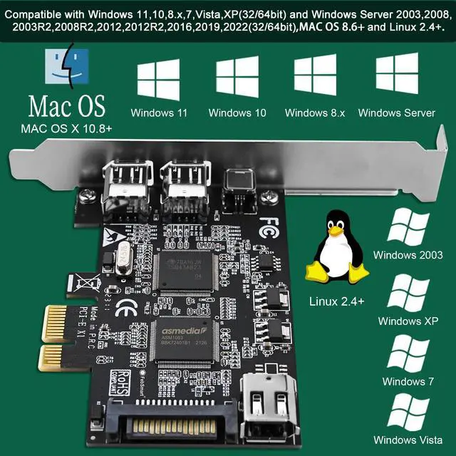 Alt view image 5 of 7 - WRIARICH 4 Ports PCIE Firewire 400 1394A Expansion Card, Texas Instruments TI TSB43AB23, Plug and Play on Windows and MAC Desktop PCs, 3X 6Pin and 1X 4Pin 1394A Ports, 400Mbps Max Speed (FS-FW400)