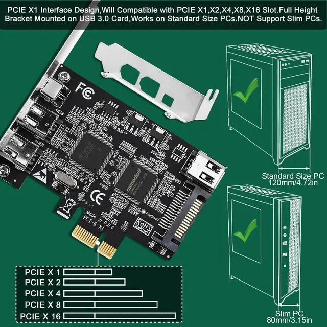 Alt view image 6 of 7 - WRIARICH 4 Ports PCIE Firewire 400 1394A Expansion Card, Texas Instruments TI TSB43AB23, Plug and Play on Windows and MAC Desktop PCs, 3X 6Pin and 1X 4Pin 1394A Ports, 400Mbps Max Speed (FS-FW400)