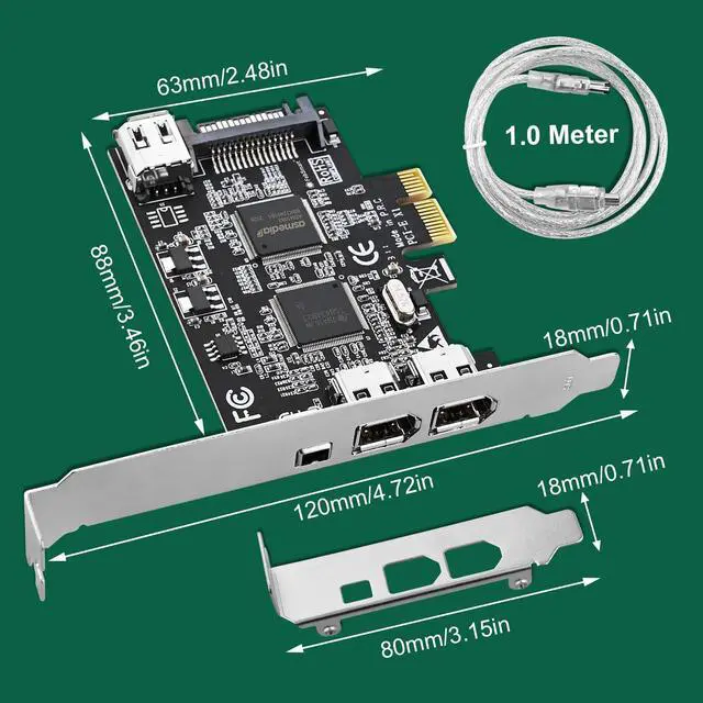Alt view image 7 of 7 - WRIARICH 4 Ports PCIE Firewire 400 1394A Expansion Card, Texas Instruments TI TSB43AB23, Plug and Play on Windows and MAC Desktop PCs, 3X 6Pin and 1X 4Pin 1394A Ports, 400Mbps Max Speed (FS-FW400)