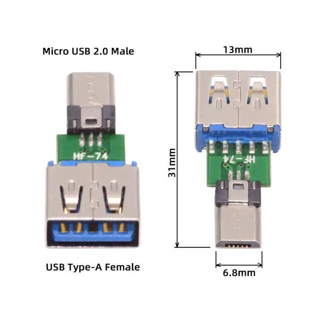 Alt view image 2 of 7 - WRIARICH 5pcs/lot Micro USB 2.0 5Pin Adapter Male Connector to USB Type-A Female OTG Data PCBA Adapter for Tablet Phone