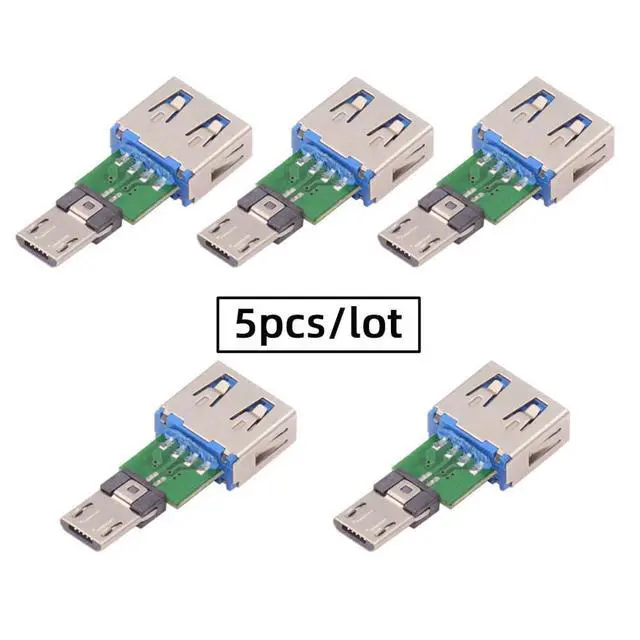 Alt view image 3 of 7 - WRIARICH 5pcs/lot Micro USB 2.0 5Pin Adapter Male Connector to USB Type-A Female OTG Data PCBA Adapter for Tablet Phone
