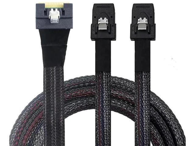 Alt view image 2 of 6 - WRIARICH 0.5M SlimSAS SFF8654 8i 4.0 to Dual SAS 8087 Cable, 32AWG 24G HighSpeed Server Internal Cable with AntiMisdirection Design